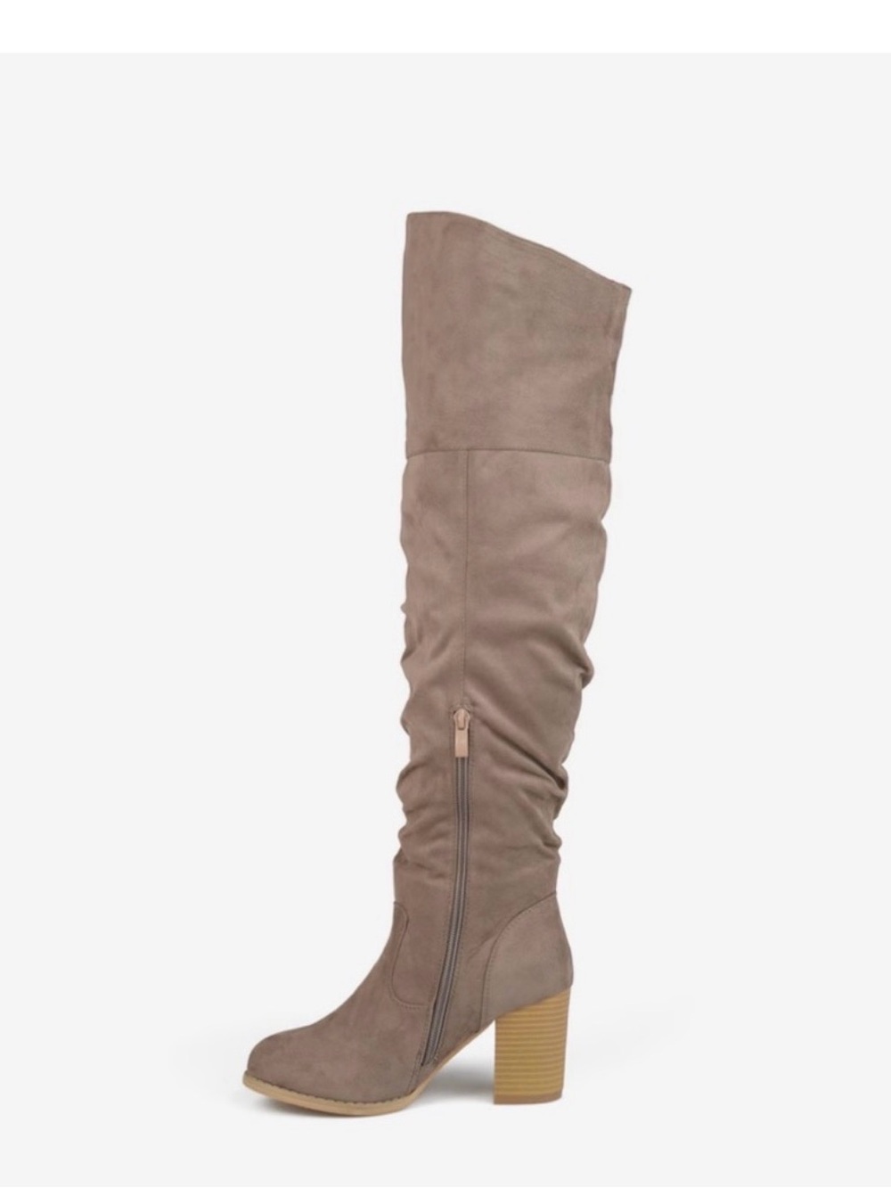 Taupe Over-the-Knee Block Heel Boots
